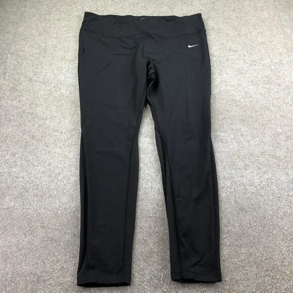 Nike Leggings Womens 2X Black Dri-FIT Compression Ankle Running Gym Athletic