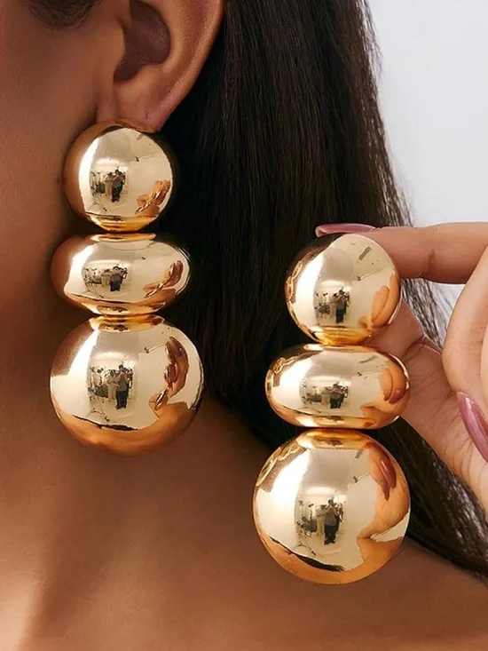 Gold color  Triple-Drop Statement Earrings - Women Jewelry