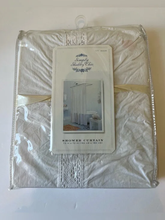 SIMPLY SHABBY CHIC SHOWER CURTAIN - WHITE - NOS - NEW IN SEALED PACKAGE