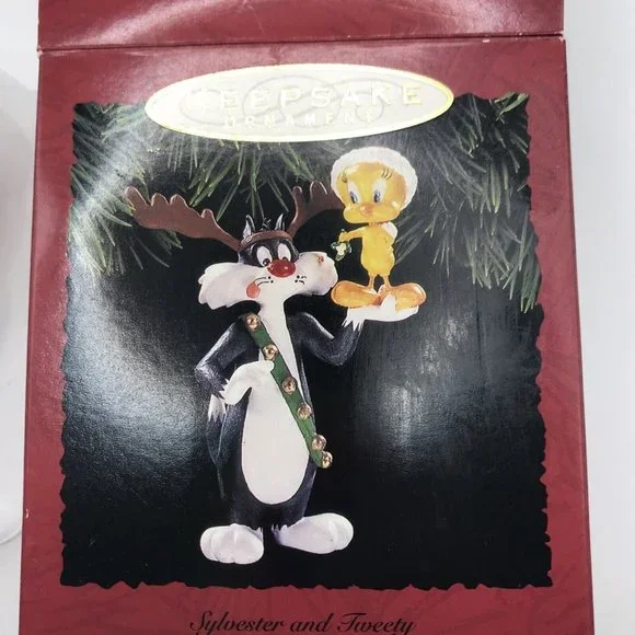 1993 SYLVESTER & TWEETY Bird‎ HALLMARK ORNAMENT w/ BOX Nib