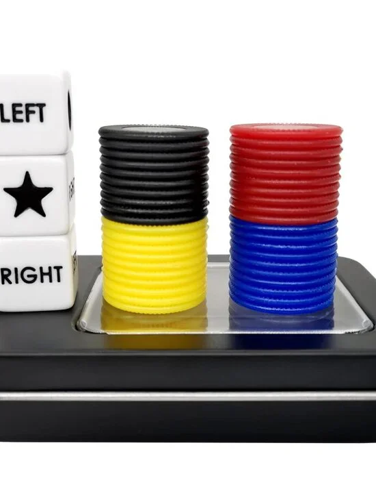 Ahoper Left Right Center Dice Game Prime Set with 3 Dices + 40 Chips.Left on The