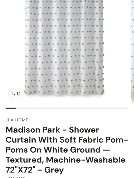 Madison Parm Grey Pom-Pom Shower Curtain