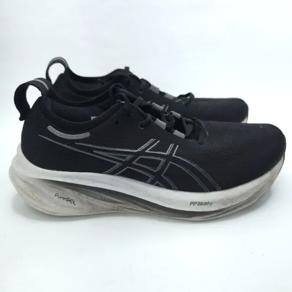 ASICS Gel Nimbus 26 Black White Mens Size 9.5 1011b794