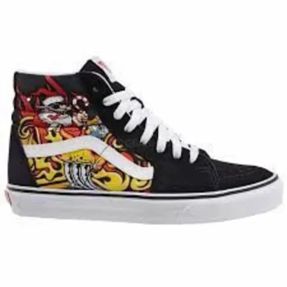 Vans Sk8-Hi Santa Flame - Black Hot Rod High Top men’s 6 women’s 7.5