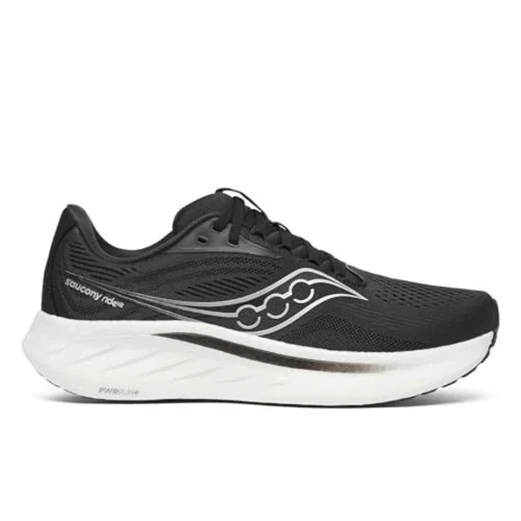 Men's Size 8.5- Saucony Ride 18 Black White Running Shoes Sneakers S21000-100