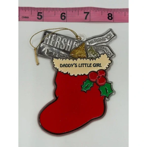 Vintage 1998 Hershey Christmas‎ Ornament Daddy's Little Girl Stocking Kisses 90s