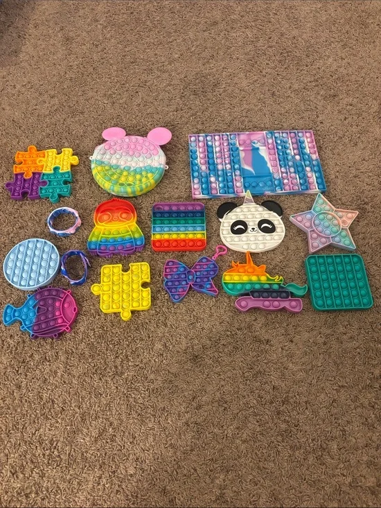 Assorted Rainbow Kids Pop-It Fidget Toys - Multi-Color Sensory Set