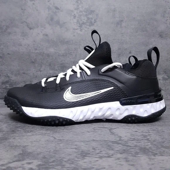 NIKE Alpha Huarache 9 Elite TF LAX Turf Lacrosse Shoes Mens 7 Womens 8.5 Black‎