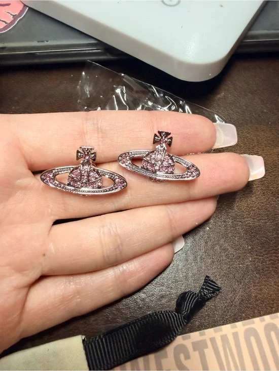 Vivienne Westwood Pink Crystal Orb Earrings