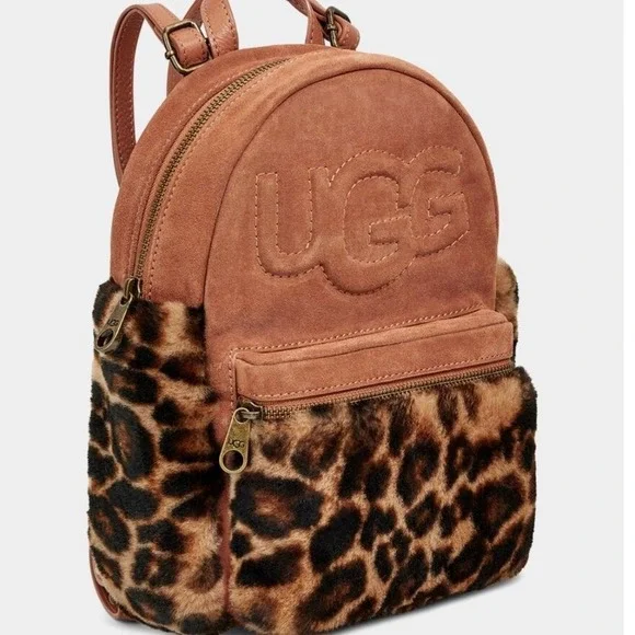 UGG Leopard Faux Fur Mini Backpack in Chestnut/Tan