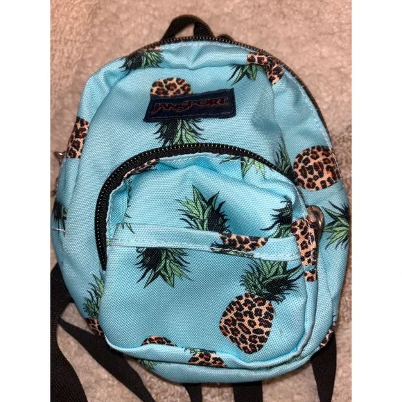 JanSport Lil Break Mini Backpack Blue Leopard Pineapple Print JS0A47JN