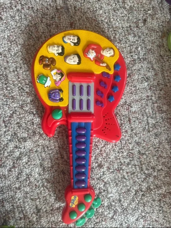 The Wiggles Vintage Red and Yellow Kids Musical Guitar Toy - Interactive Buttons