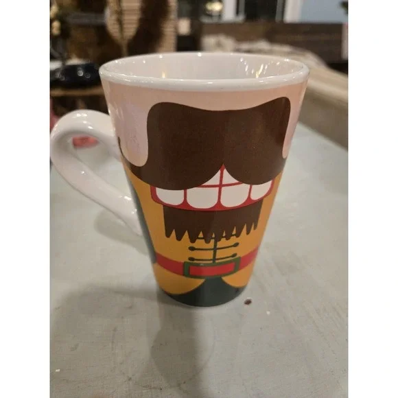 VINTAGE Nutcracker Mustache Teeth‎ Suit Cute Ceramic Mug Christmas EUC W1