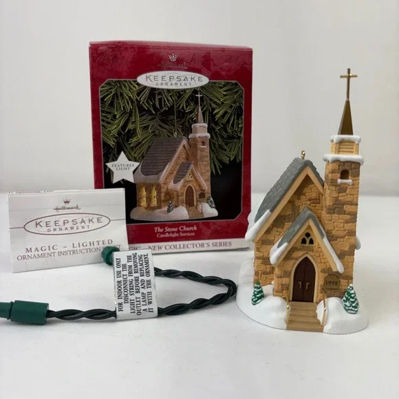 Hallmark Keepsake Stone‎ Church Candlelight Services 1998 Magic Lighted Ornament