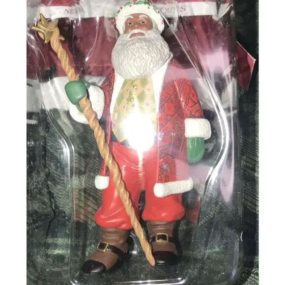 1999 Hallmark Black Americana Joyful Santa Claus Christmas Ornament‎