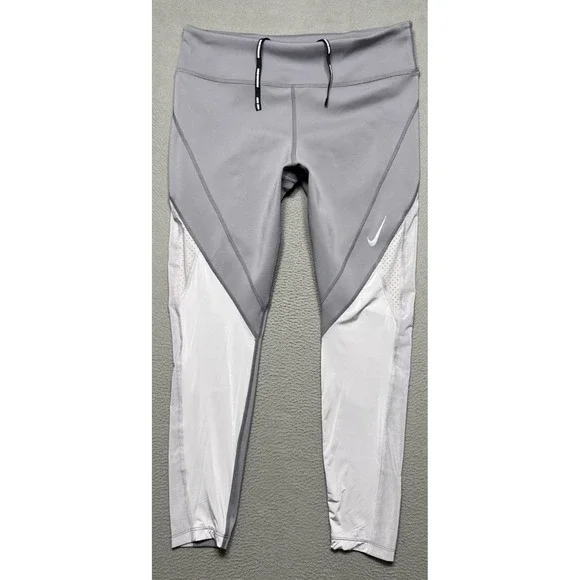 Nike Dri-Fit Epic Lux Mesh Side Panels Compression Leggings Womens Sz Large Gray