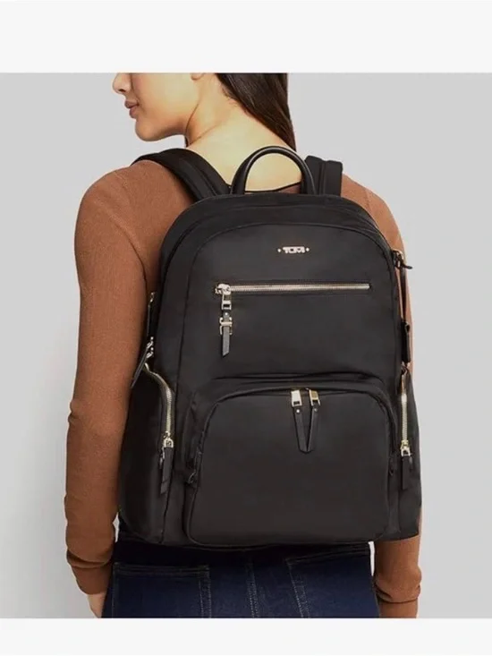 Tumi Black Nylon Backpack with Gold-Tone Hardware