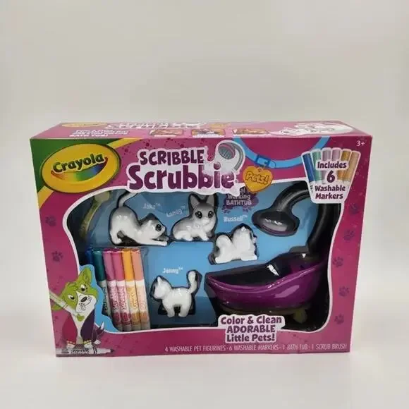 Crayola Scribble Scrubbie Pets Glam Tub, Color & Wash Toy Animal Set, Arts and C