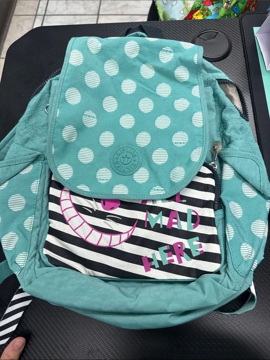 Kipling X Alice in Wonderland mint Green Polka Dot Backpack