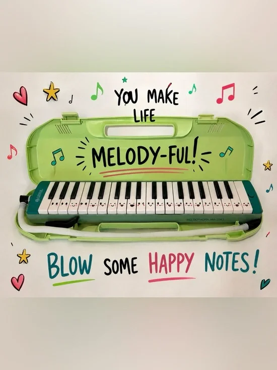 Sweet Tunes Start Here! Vintage Whimsical Fun playful Keyboard/Harmonica