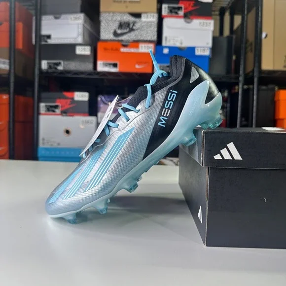 Men's Adidas X Crazyfast Messi.1 FG Soccer Cleats Blue Silver IE4079 Size 13