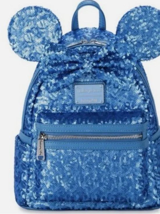 Disney Hydrangea Blue Sequined Loungefly Bag New with Tags