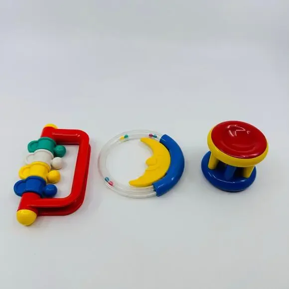 Gerber Rattles & Vtg First Years Rattles 1900s Motor Skill Activity Set of 3 VTH