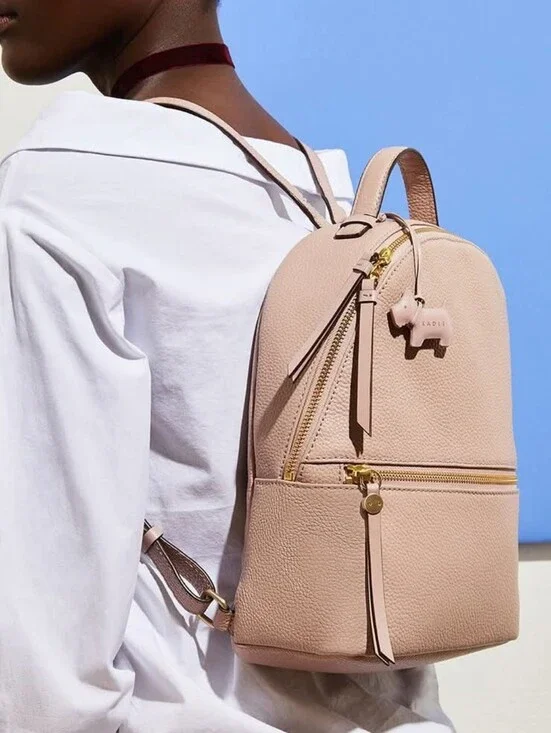 Radley London | Fountain Road Pebbled Leather Backpack Dusty Pink Beige