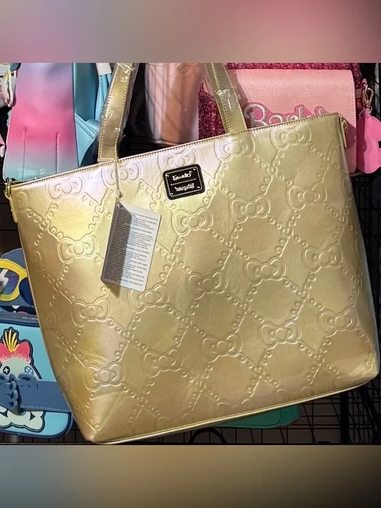 Hello Kitty Metallic Gold Tote Loungefly. NWT-