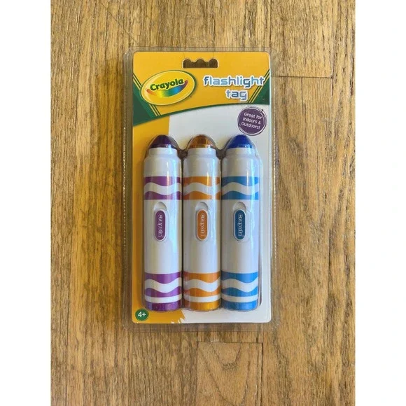 2008‎ Crayola Flashlight Tag Game 3 Flashlight Markers Blue Orange Purple RARE