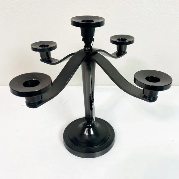 Restoration Hardware Black Five-Arm Metal Candle Holder