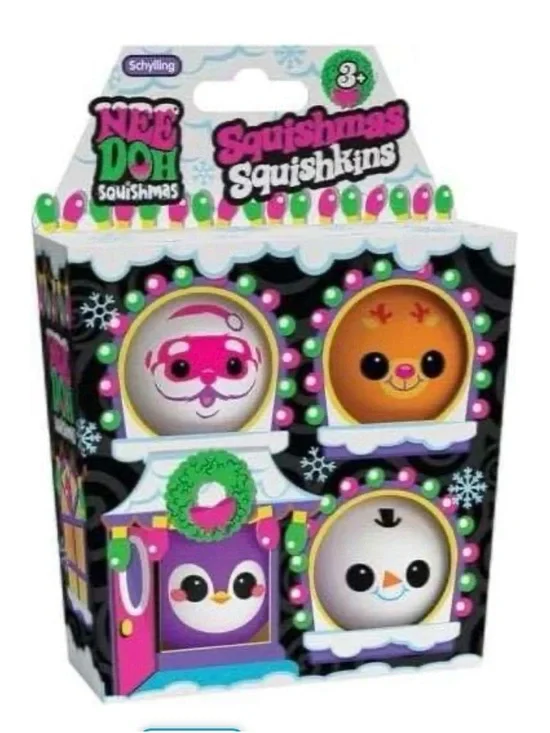 Schylling NeeDoh Squishmas Squishkins Holiday 4 pk- RARE Santa!!