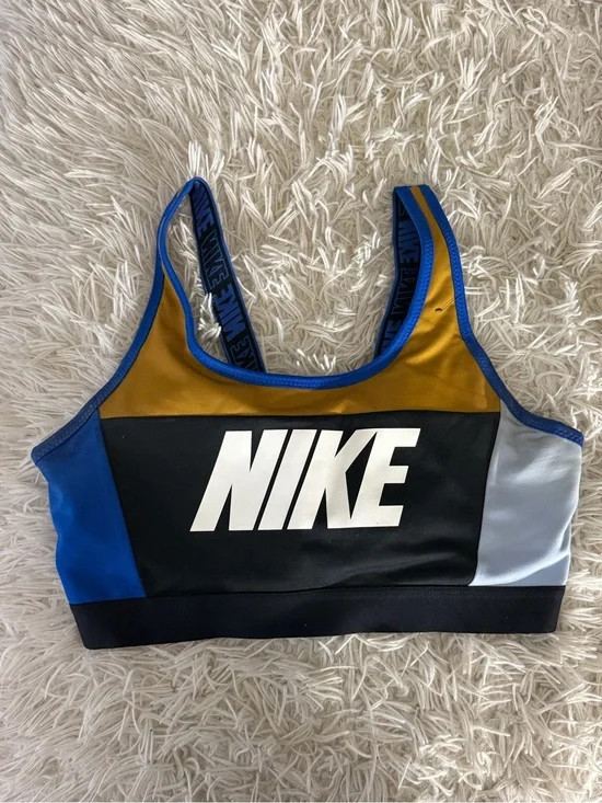 Nike Blue, Gold & Black Colorblock Sports Bra