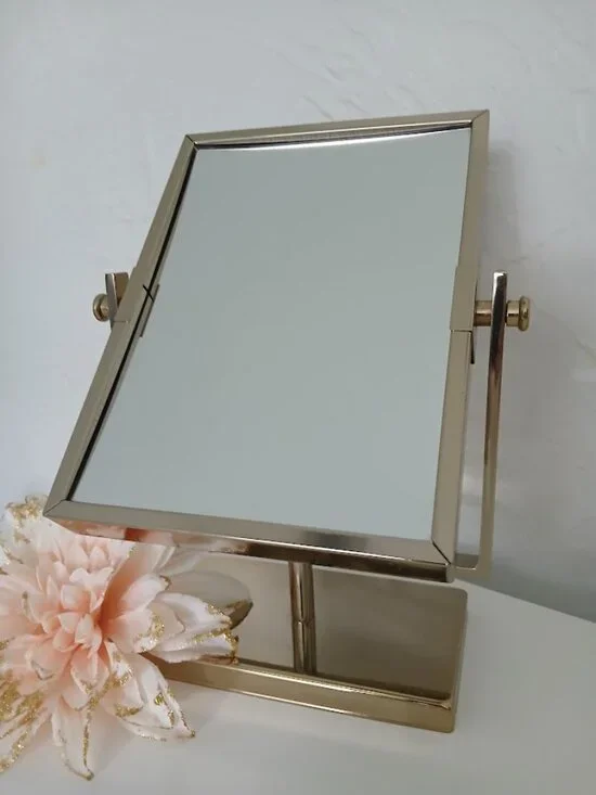 WEST EMORY Gold Tone Two Sided Makeup Vanity Mirror