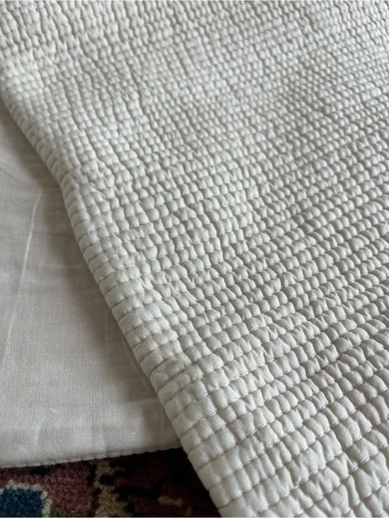 NWOT Restoration Hardware RH King Pillow Sham Ivory Quilted 100% Cotton Neutral