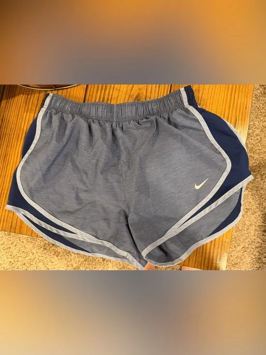 Nike Light Blue/Grey Dri-FIT Athletic Shorts with Navy Drawstring