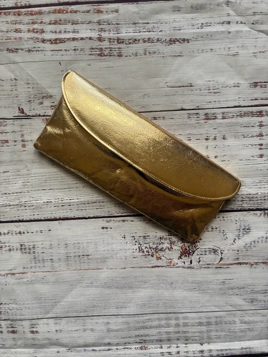 Gold Metallic Fold-Over Clutch - Women’s Evening Bag