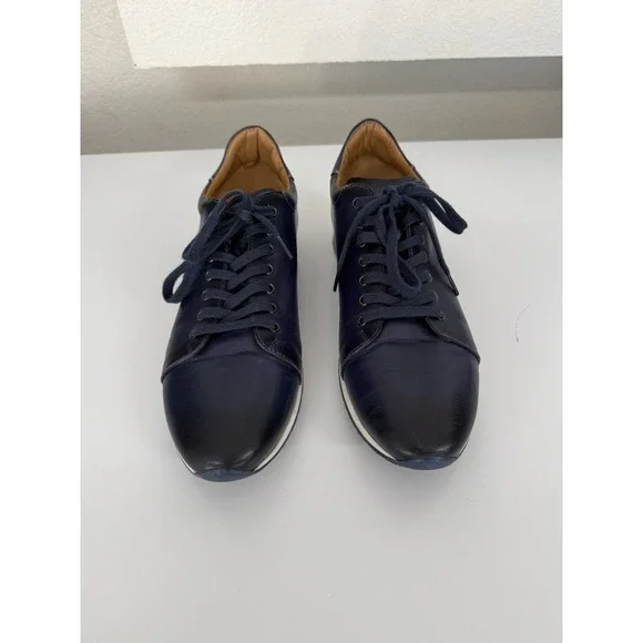 Mezlan Mens 12 M Navy Leather Low Top Sneakers Casual Dress Shoes Made In Spain