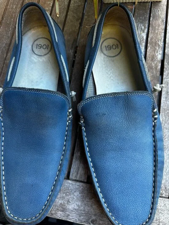 True blue Nordstrom 1901 100% leather driving shoes