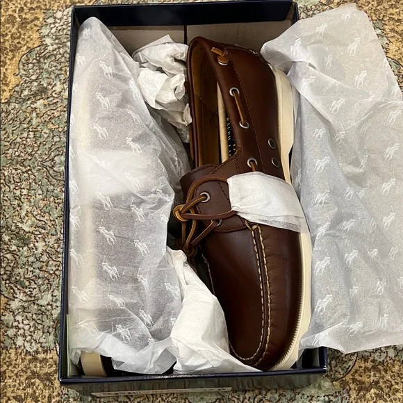 Ralph Lauren Men's Merton Brown Leather Boat Shoes