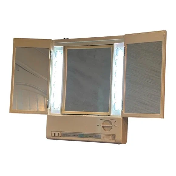 Vintage Clairol True-To-Light VIII Lighted Tri Fold Makeup Vanity Mirror Works