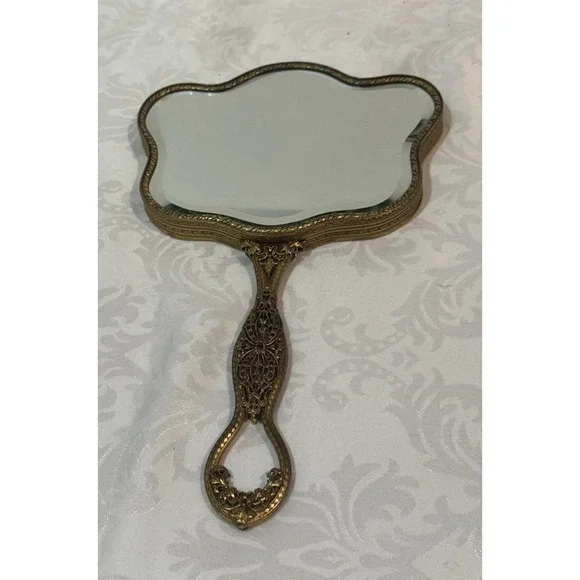Vintage French Hand Held Courting Mirror‎ jasperware Wedgwood-Style Medallion