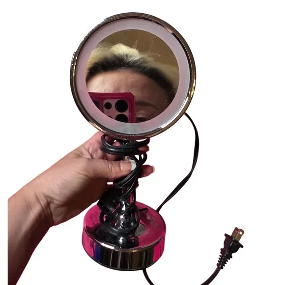 Conair BE150T Lighted Makeup Mirror Chrome Tabletop Round Vanity‎ Mirror T56MP