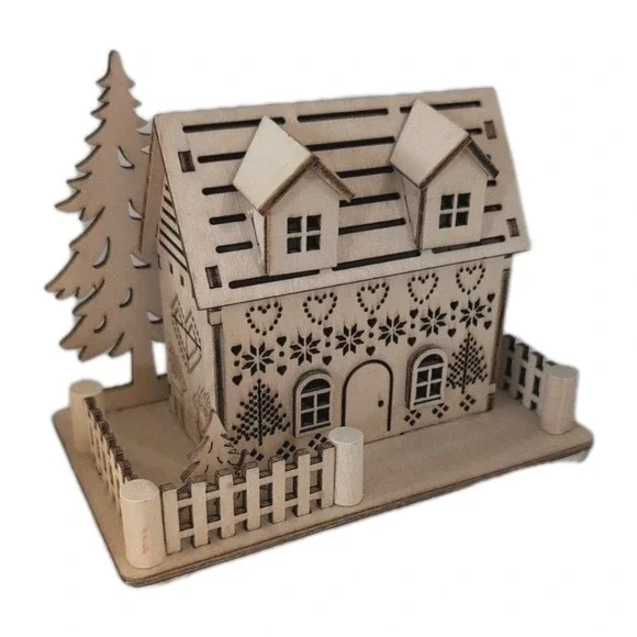 World Market‎ Laser Cut Wood Folk Cottage Hearts LED Light Up 2021
