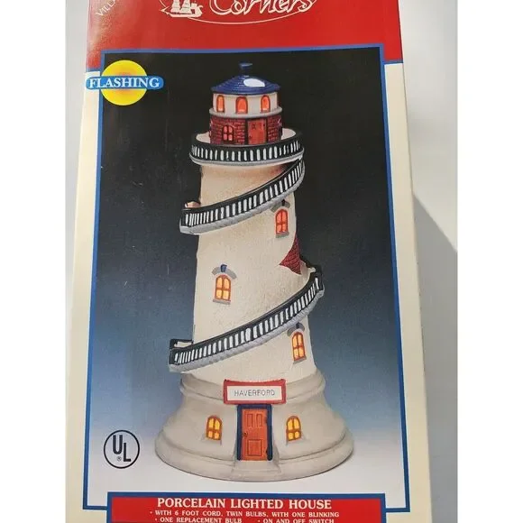 Lemax New Point Light House #95372 Retired 1999‎ Flashing Rare Open Box