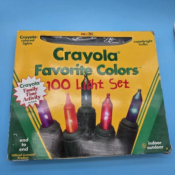 Vintage Crayola Favorite Colors 100 Light Set Christmas Holiday New