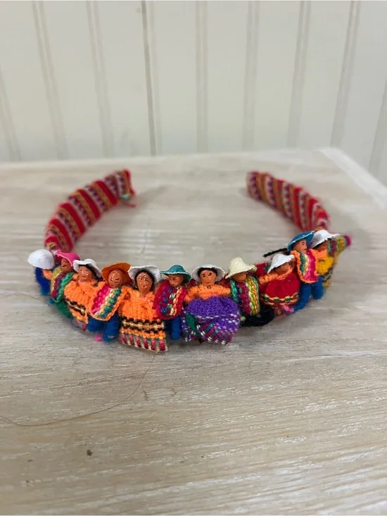 Handcrafted Multicolor Kids Headband with Miniature Dolls
