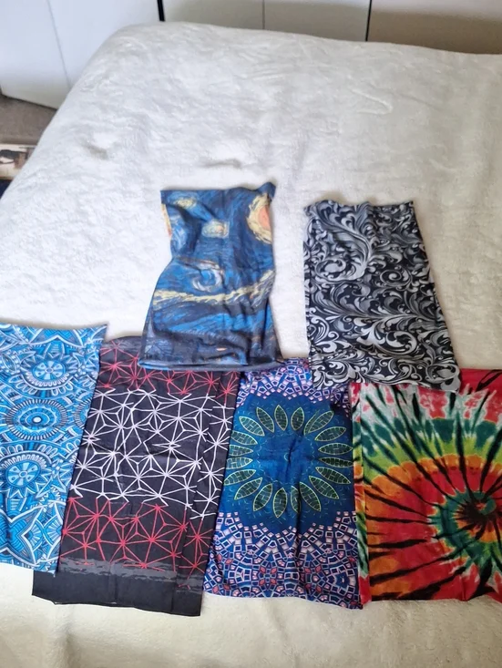Kids Multi-Pattern Neck Gaiter Scarf - Blue Tie-Dye & Multicolor Designs