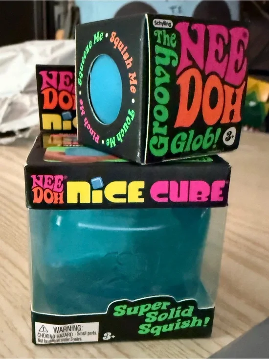 Schylling-NeeDoh- 2 piece BLUE Bundle! Nice Cube and Groovy Glob
