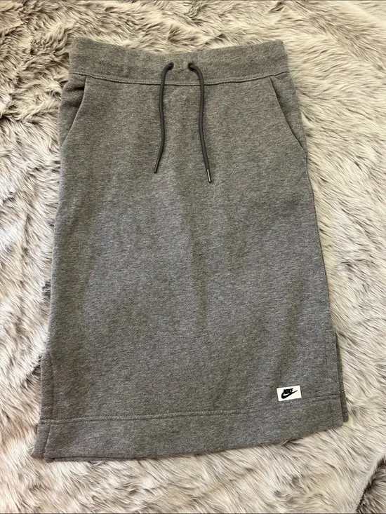 Nike Heather Gray Pencil Sweat Skirt with Drawstring